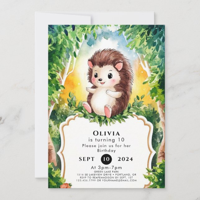 Simple Boho Hedgehog Birthday Inbjudningar (Framsida)