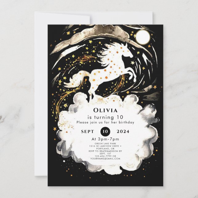 Simple Boho Horse Birthday Inbjudningar (Framsida)