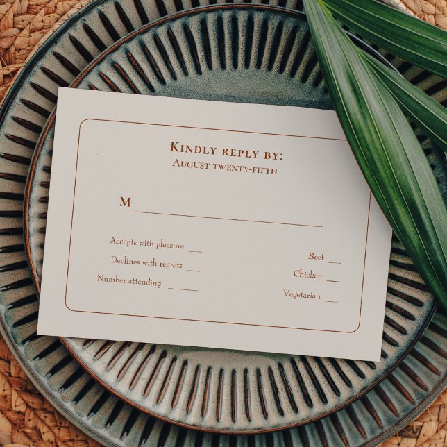 Simple Boho Ivory Bröllop Menu Choice OSA Kort (Skapare uppladdad)