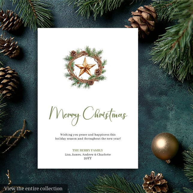 Simple Boho Neutral Scandinavian Christmas Card Julkort (Simple Boho Neutral Scandinavian Christmas Card)