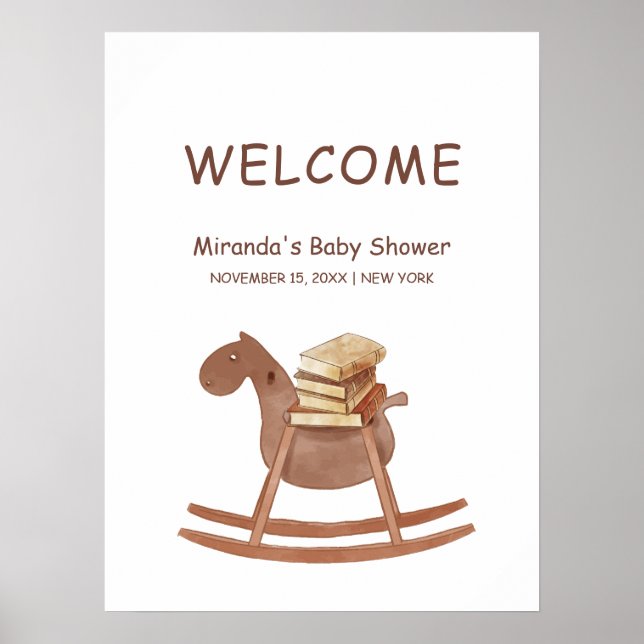 Simple Boho New Chapter Book Baby Shower Welcome Poster (Framsidan)