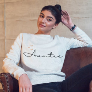 Simple Boho Orange Butterflies Auntie Calligraphy T Shirt