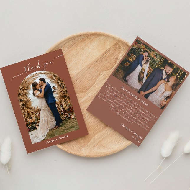 Simple Boho Pampas Grass Terracotta Photo Flat Tack Kort (Skapare uppladdad)