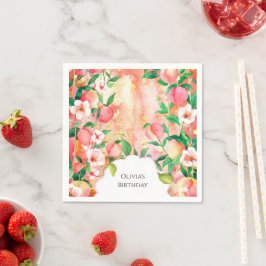 Simple Boho Peach Birthday Pappersservett