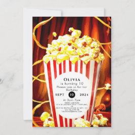 Simple Boho Popcorn Birthday Inbjudningar