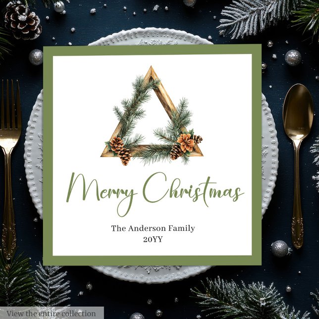 Simple Boho Rustic Christmas Wreath Napkins Pappersservett (Simple Boho Rustic Christmas Wreath Napkins)