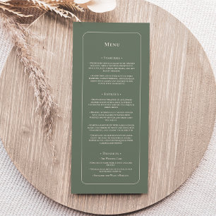 Simple Boho Sage Grönt Bröllop Flat Meny