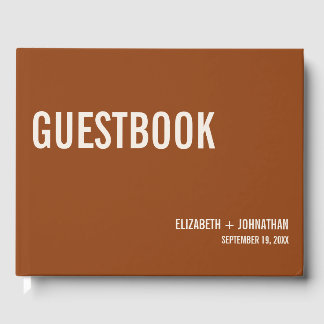 Simple Boho Terracotta Typography Bröllop Gästböcker
