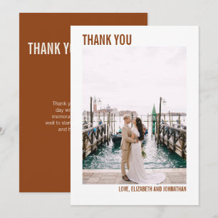 Simple Boho Typography Bröllop Tack Photo Kort