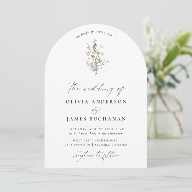 Simple Boho Vår Wildblomarch Garden Wedding Inbjudningar (Stående Fram)