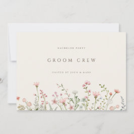 Simple Boho WildblomBeige Bachelor Party Card Inbjudningar