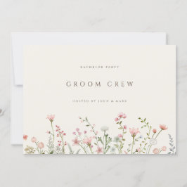 Simple Boho WildblomBeige Bachelor Party Card Inbjudningar