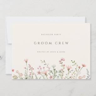 Simple Boho WildblomBeige Bachelor Party Card Inbjudningar