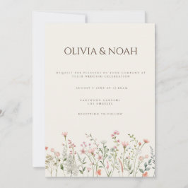 Simple Boho Wildblombröllopskort Inbjudningar