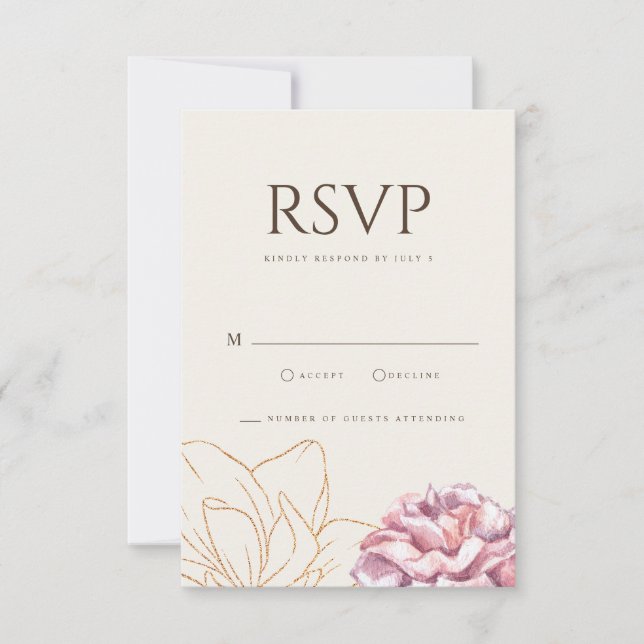 Simple Boho Wildblomige Beige OSA Bröllop Card Kort (Framsida)