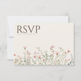 Simple Boho Wildblomige Beige OSA Bröllop Card Kort