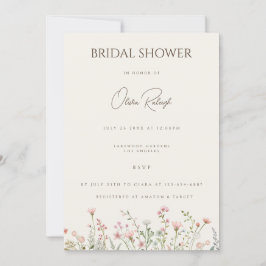 Simple Boho Wildblomme Beige Möhippa Card Inbjudningar