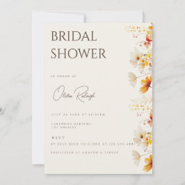 Simple Boho Wildblomme Beige Möhippa Card Inbjudningar