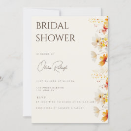 Simple Boho Wildblomme Beige Möhippa Card Inbjudningar