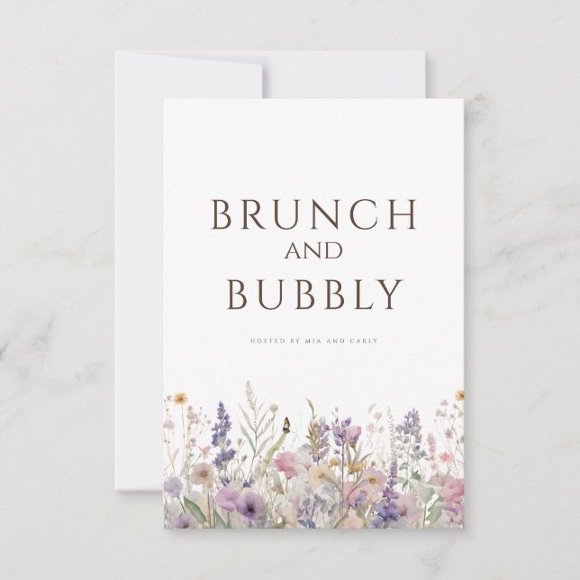 Simple Boho Wildblomme White Möhippa Card Inbjudningar (Framsida)