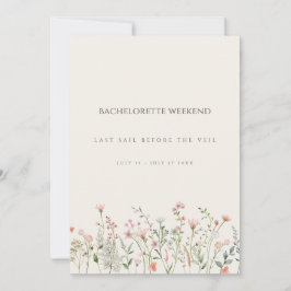 Simple Boho Wildbloms Bachelorette Helg-kort Inbjudningar