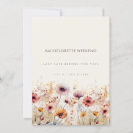 Simple Boho Wildbloms Bachelorette Helg-kort Inbjudningar
