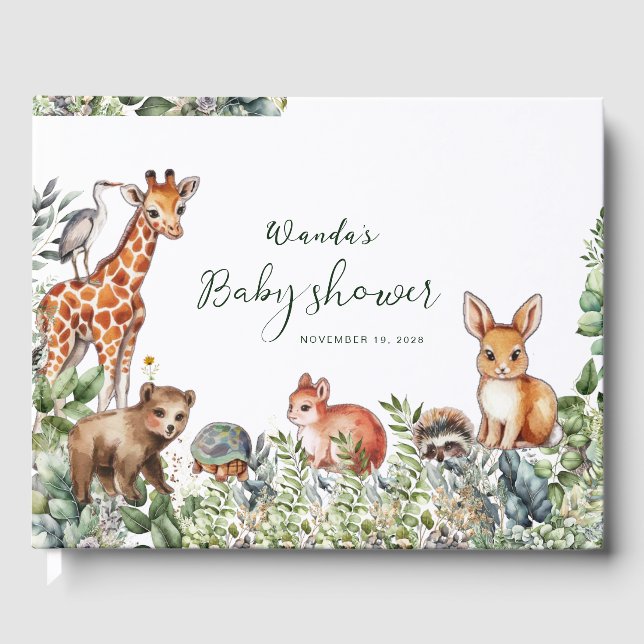 Simple Boho Woodland Baby Shower Gästböcker (Framsida)