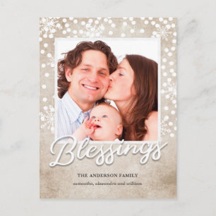 Simple Bokeh Blessings Religiösa jul Helg Vykort