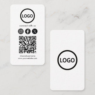 Simple Bold Custom Card Social Media QR Code Visitkort