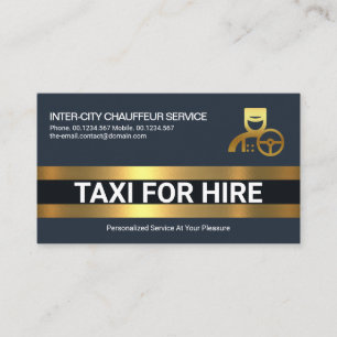 Simple Bold Guld Line Chauffeur Driver Lagrar Taxi Visitkort