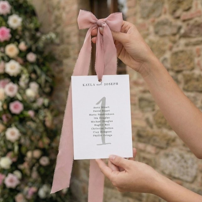 Simple Bold Wedding Guest List Table Number 1 Card Inbjudningar (Skapare uppladdad)