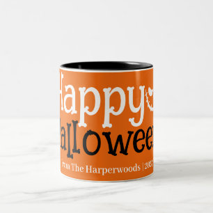 Simple Boo pumpkin jack-o-lantern Happy halloween Två-Tonad Mugg