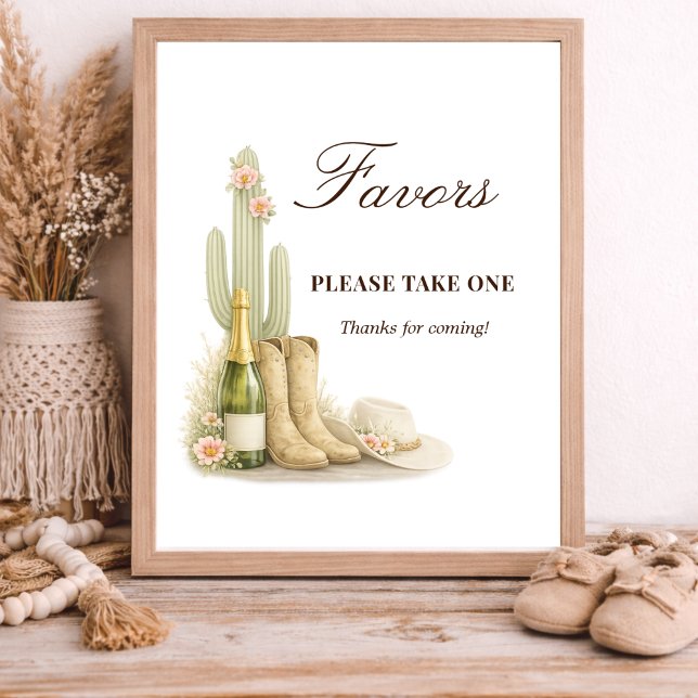 Simple Boots & Bubbles Baby Shower Favors Sign Poster (Skapare uppladdad)
