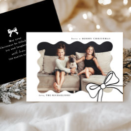 Simple Bow Black and White Photo Jul Julkort