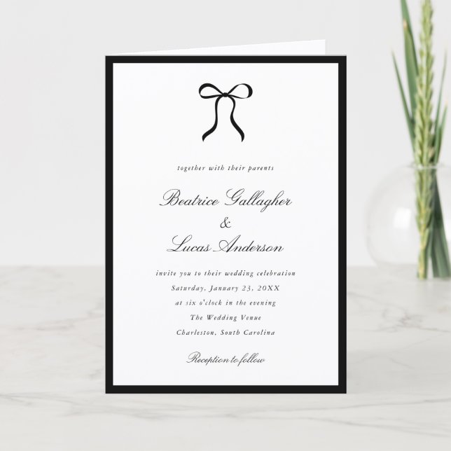 Simple Bow Classic Wedding Inbjudan (Framsida)
