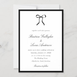 Simple Bow Classic Wedding Magnetisk Inbjudningskort