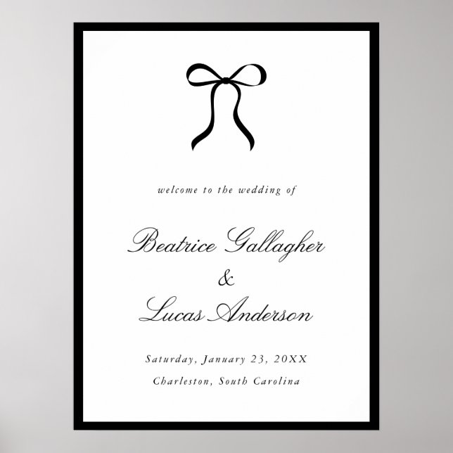 Simple Bow Classic Wedding Welcome Sign Poster (Framsidan)