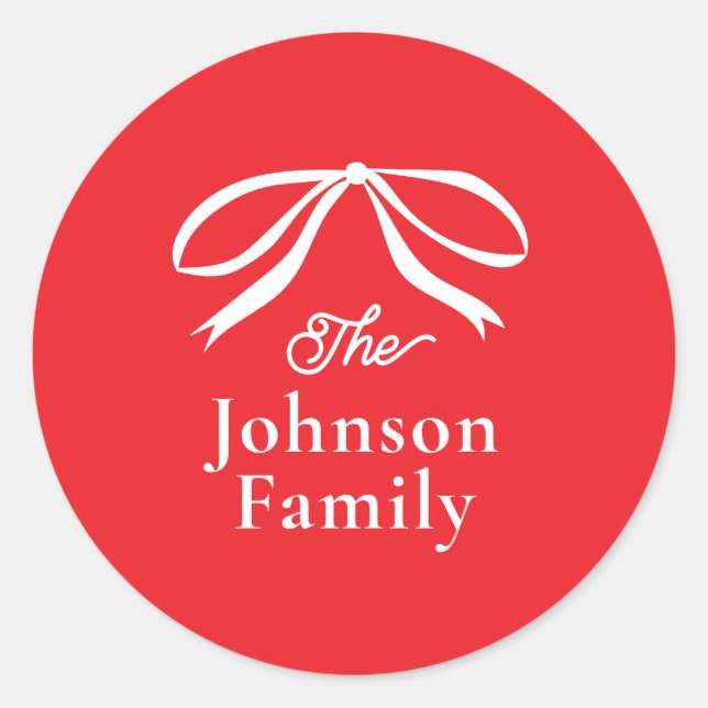 Simple Bow-Helgdag Runt Klistermärke (Framsida)