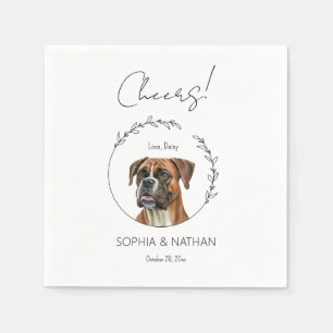 Simple Boxer Hund Bröllop Cocktail Pappersservett