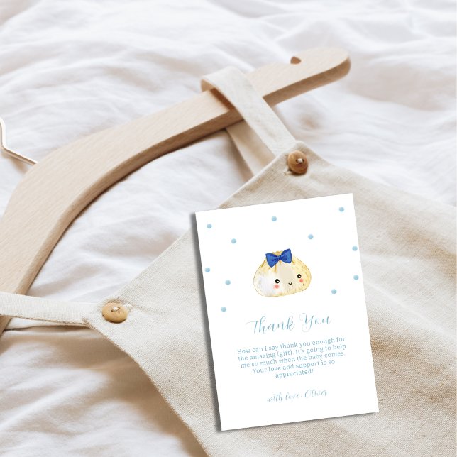 Simple Boy Little Dumpling Baby Shower Tack Kort (Simple Boy Little Dumpling Baby Shower Thank You Card)