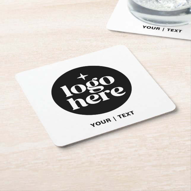 Simple Branded Custom Text & Logo Underlägg Papper Kvadrat (Vinklad)