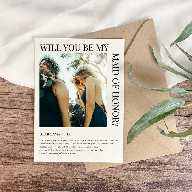 Simple Bridesmaid Proposal Photo Card  Inbjudningar (Skapare uppladdad)