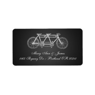 Simple Bröllop Adress Tandem Bike Black Adressetikett