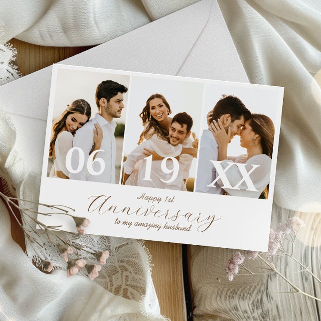 Simple Bröllop-årsfoto | Samlingskort Inbjudningar (Capture cherished moments and heartfelt love in one beautiful wedding anniversary card.)