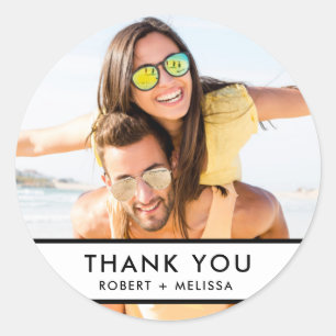 Simple Bröllop Photo Tack Runt Klistermärke