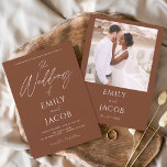 Simple Bröllop Photo Terracotta Script Inbjudningar<br><div class="desc">Terracotta Bröllop Vår eller sommarbröllop med foto eller Bild - innehåller vacker manustypografi och elegant med ett modernt enkelt och klassiskt färg för den speciella Bröllopsdagen firande.</div>