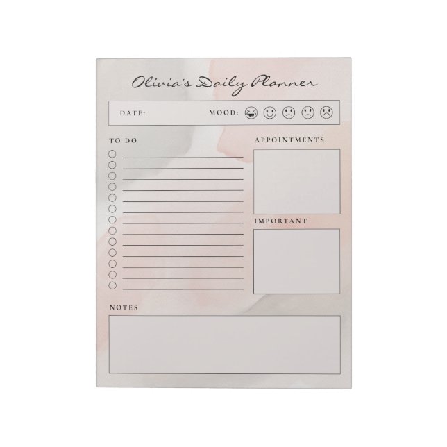 Simple Brown and Beige Minimalist Daily Planner Anteckningsblock (Roterad)