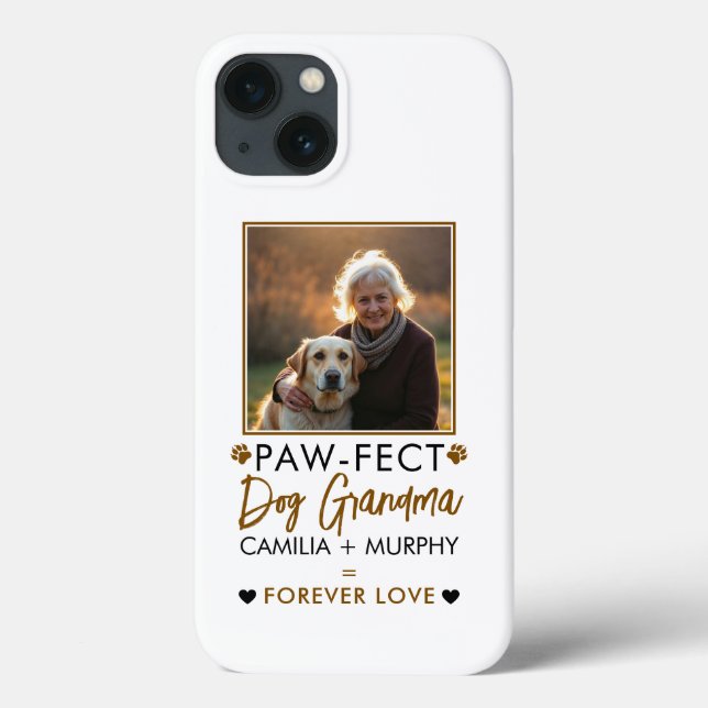 Simple Brown & Black Text Hund Grandma Photo (Baksida)