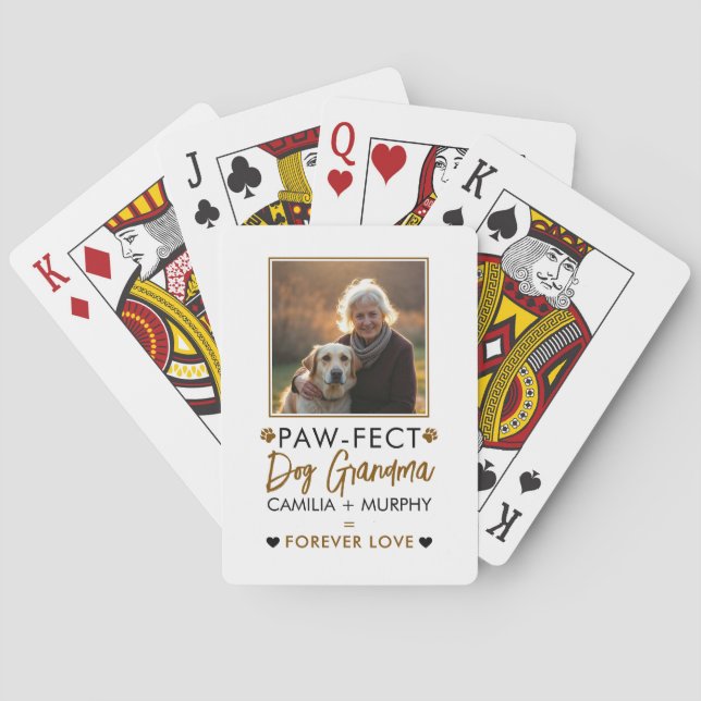 Simple Brown & Black Text Hund Grandma Photo Casinokort (Baksidan)