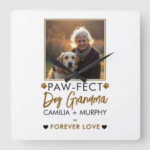 Simple Brown & Black Text Hund Grandma Photo Fyrkantig Klocka